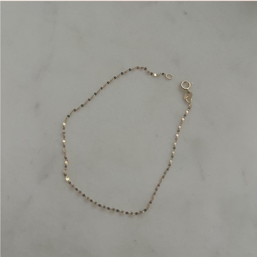 10K Gold Sparkle Mirror Bracelet Dainty Chain - Picture 2 of 4